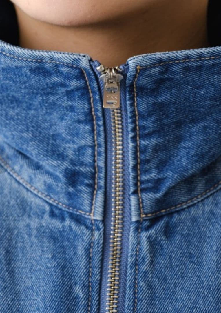 Q.anos/ハーフジップデニムワンピース（ブルー）