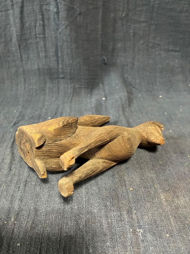 阿吽の狐一対　木彫りの狐　神棚に鎮座していた狐　江戸時代