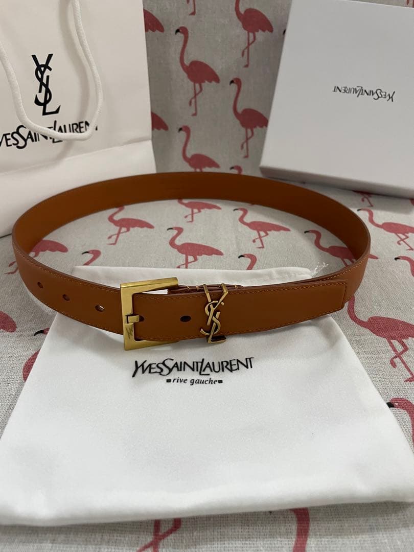 サンローラン　ブラウン　ベルト 金属バックル　95*3cm