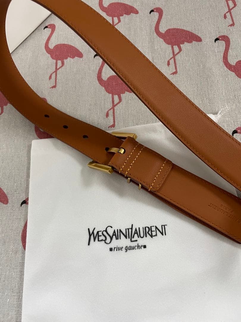 サンローラン　ブラウン　ベルト 金属バックル　95*3cm