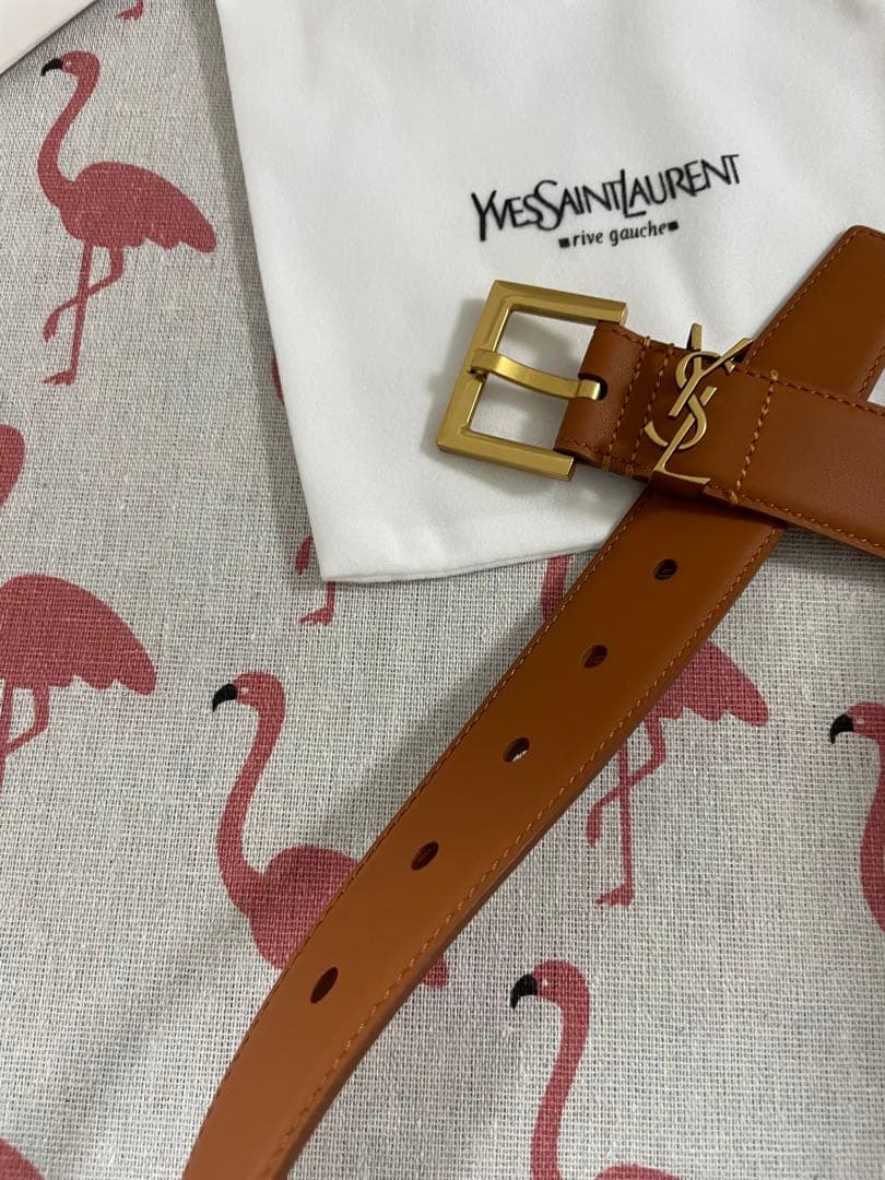 サンローラン　ブラウン　ベルト 金属バックル　95*3cm