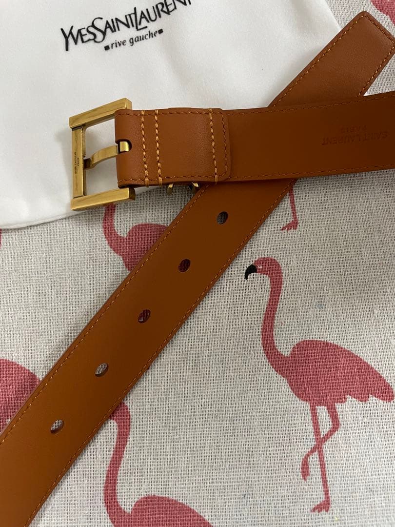 サンローラン　ブラウン　ベルト 金属バックル　95*3cm