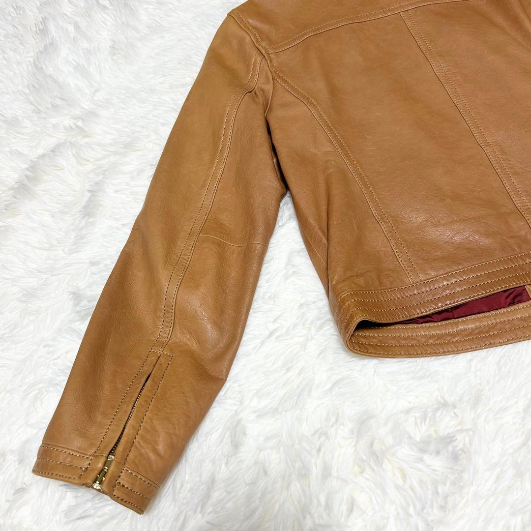 美品✨トゥモローランド ラムレザー ジップアップジャケット ブルゾン ノーカラー