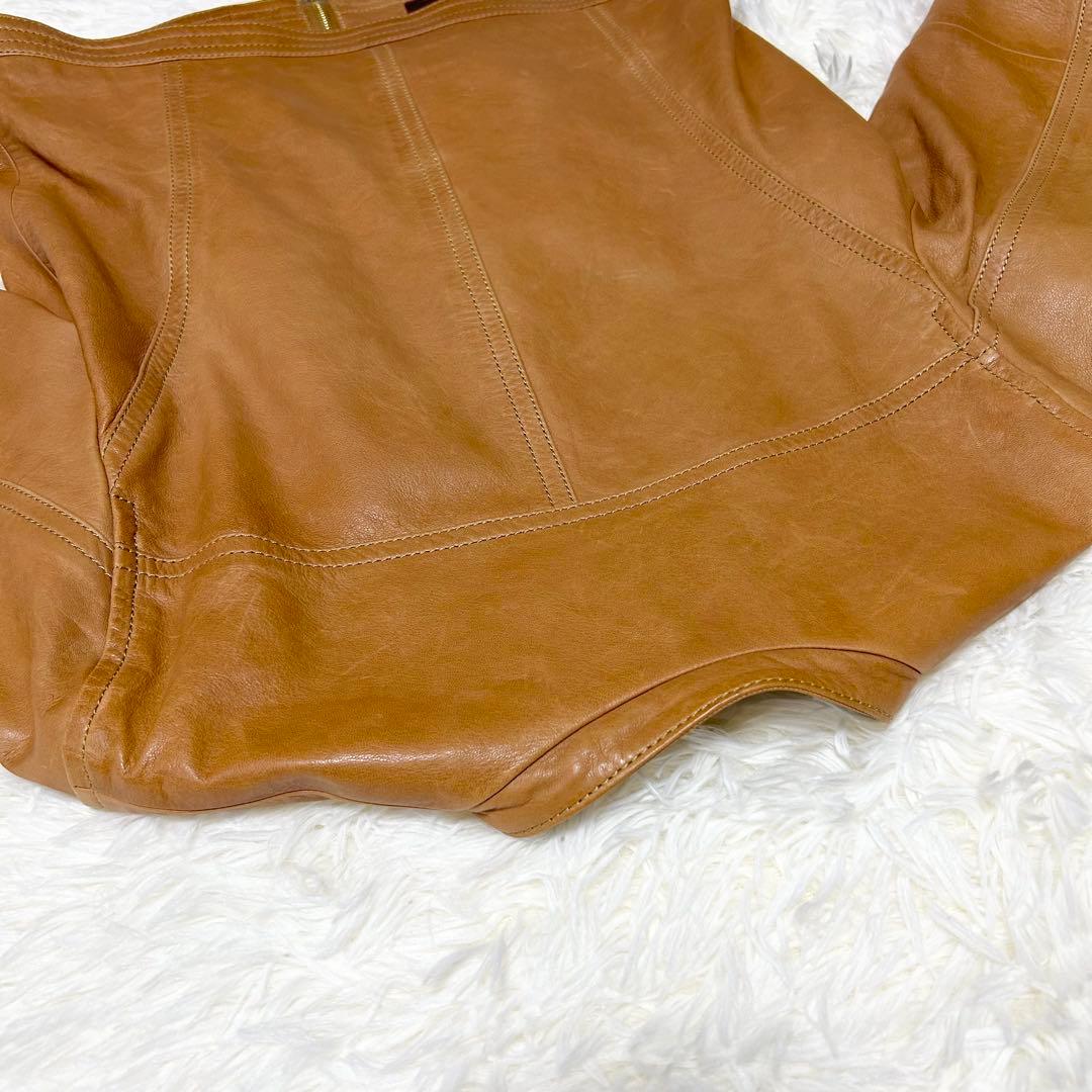 美品✨トゥモローランド ラムレザー ジップアップジャケット ブルゾン ノーカラー