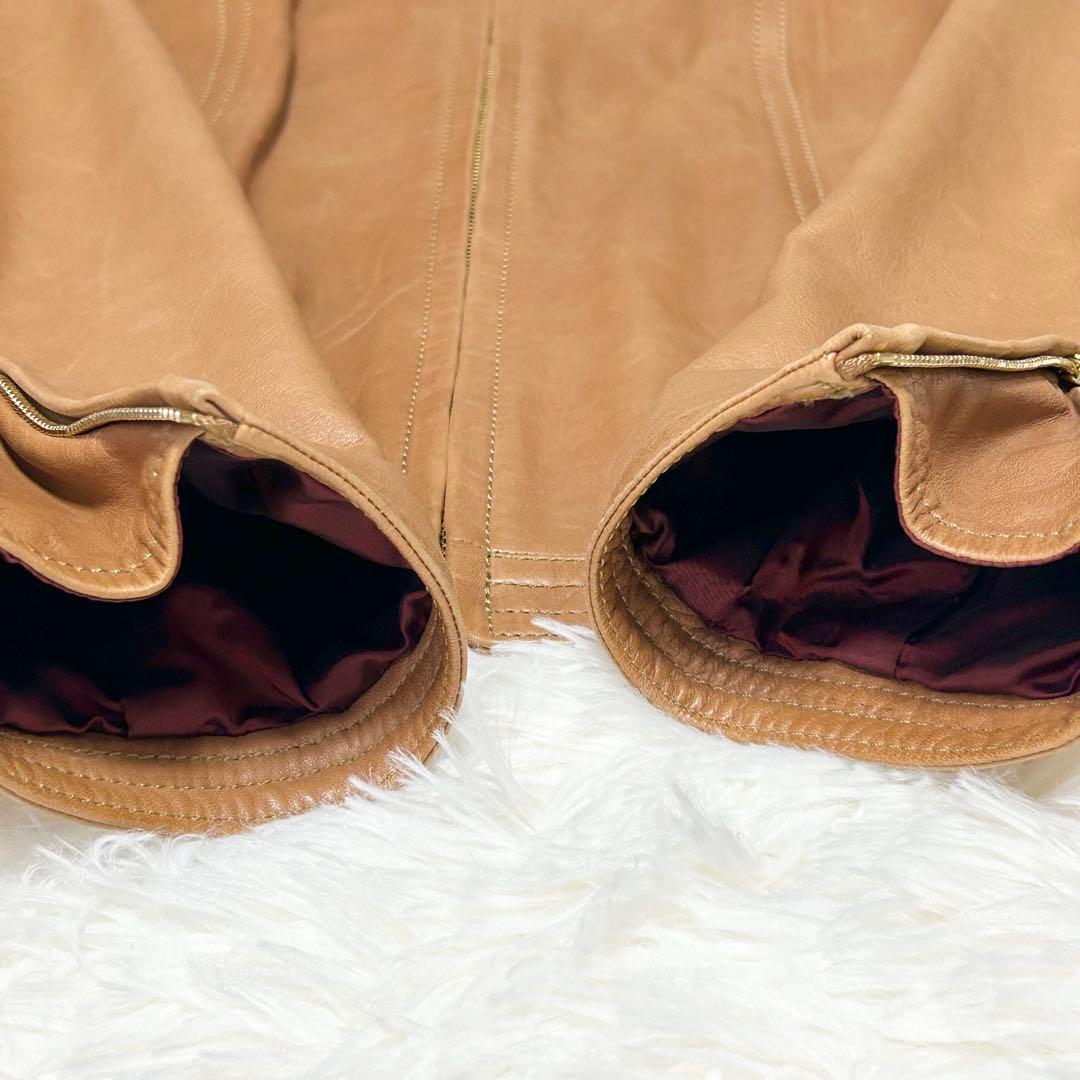 美品✨トゥモローランド ラムレザー ジップアップジャケット ブルゾン ノーカラー