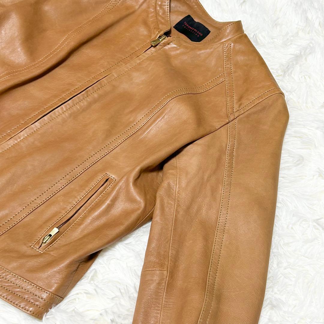 美品✨トゥモローランド ラムレザー ジップアップジャケット ブルゾン ノーカラー