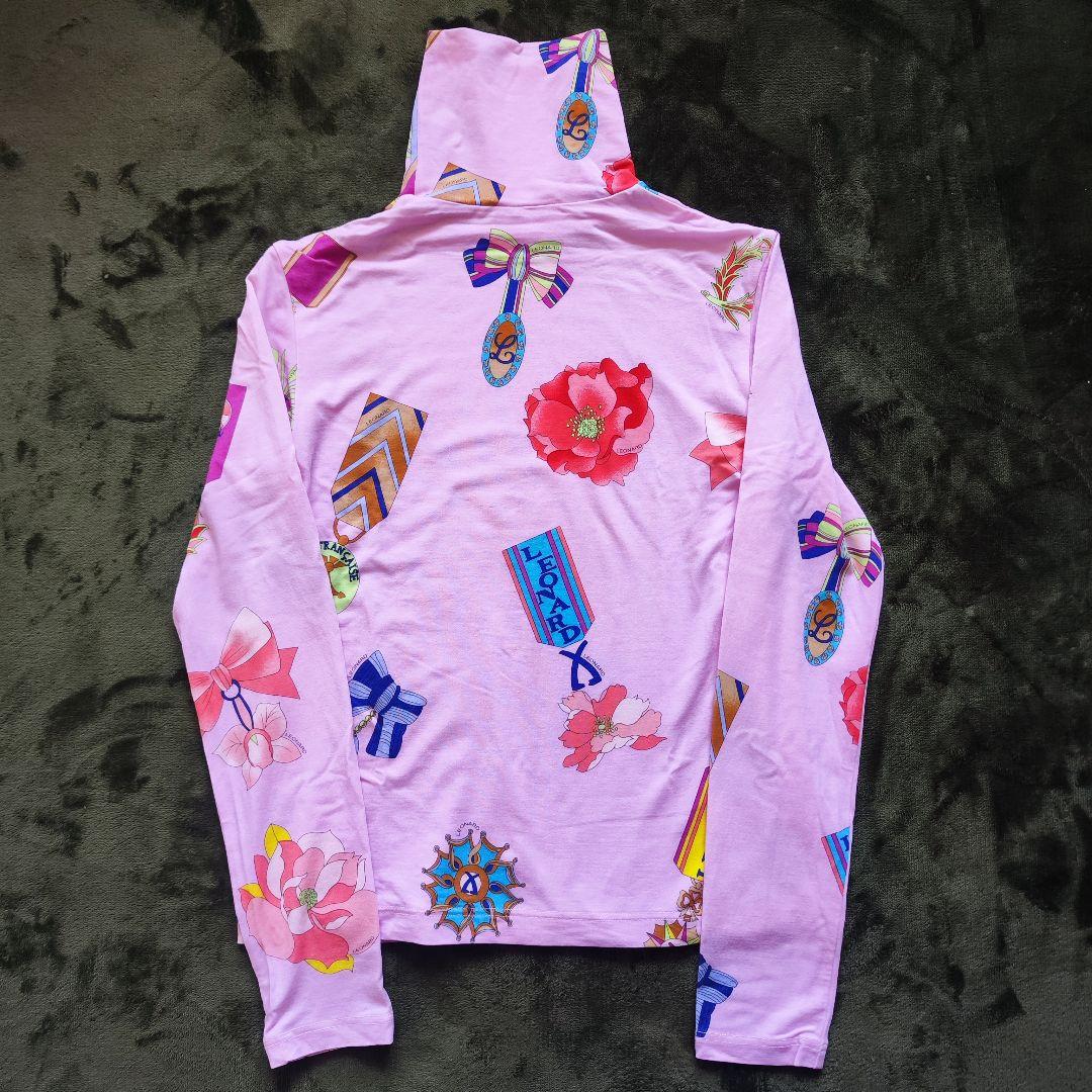 【美品】LEONARD レオナール 長袖ハイネックカットソー ピンク 38 M
