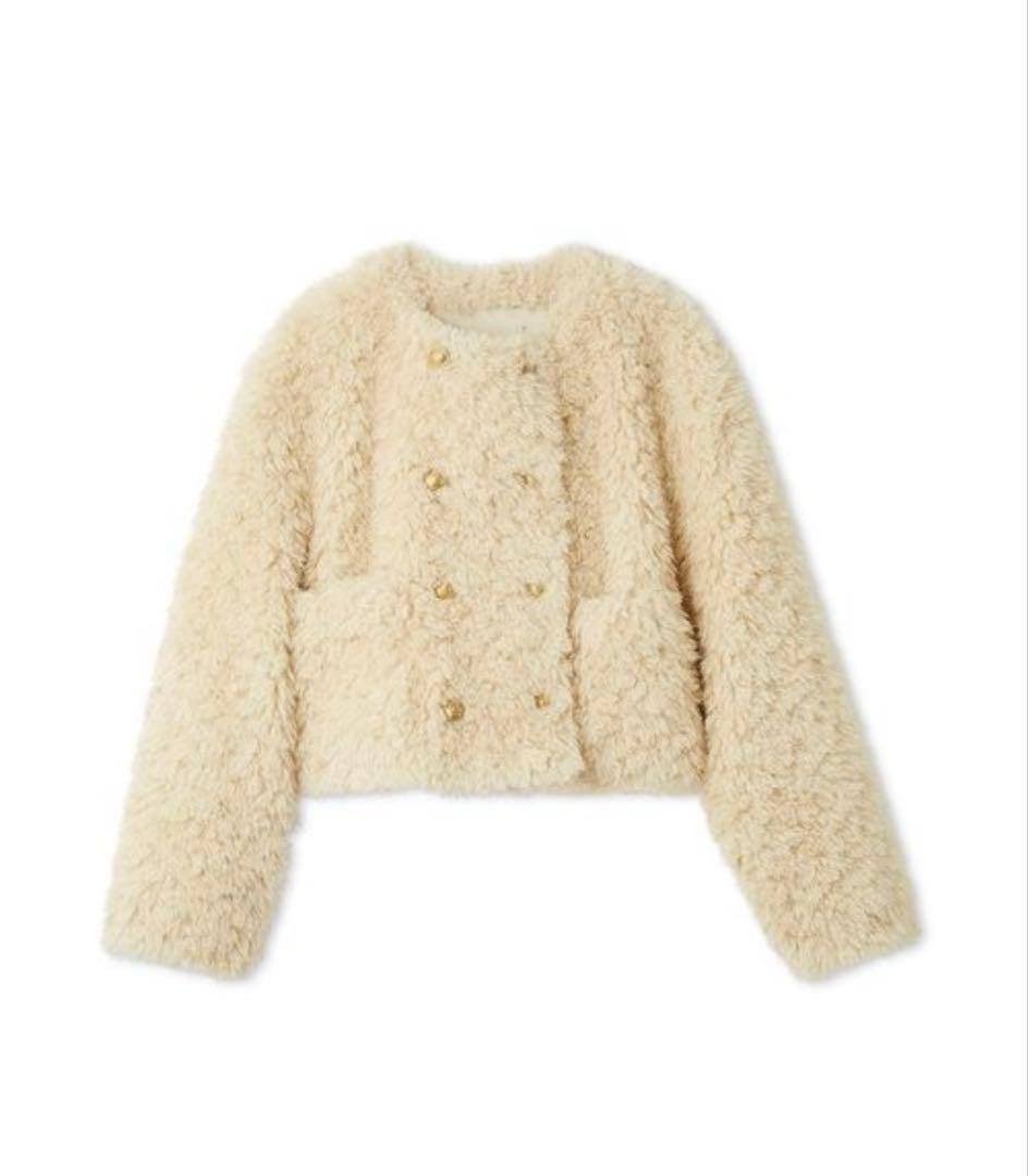 Mila Owen 金釦フェイクファー丈短ジャケット