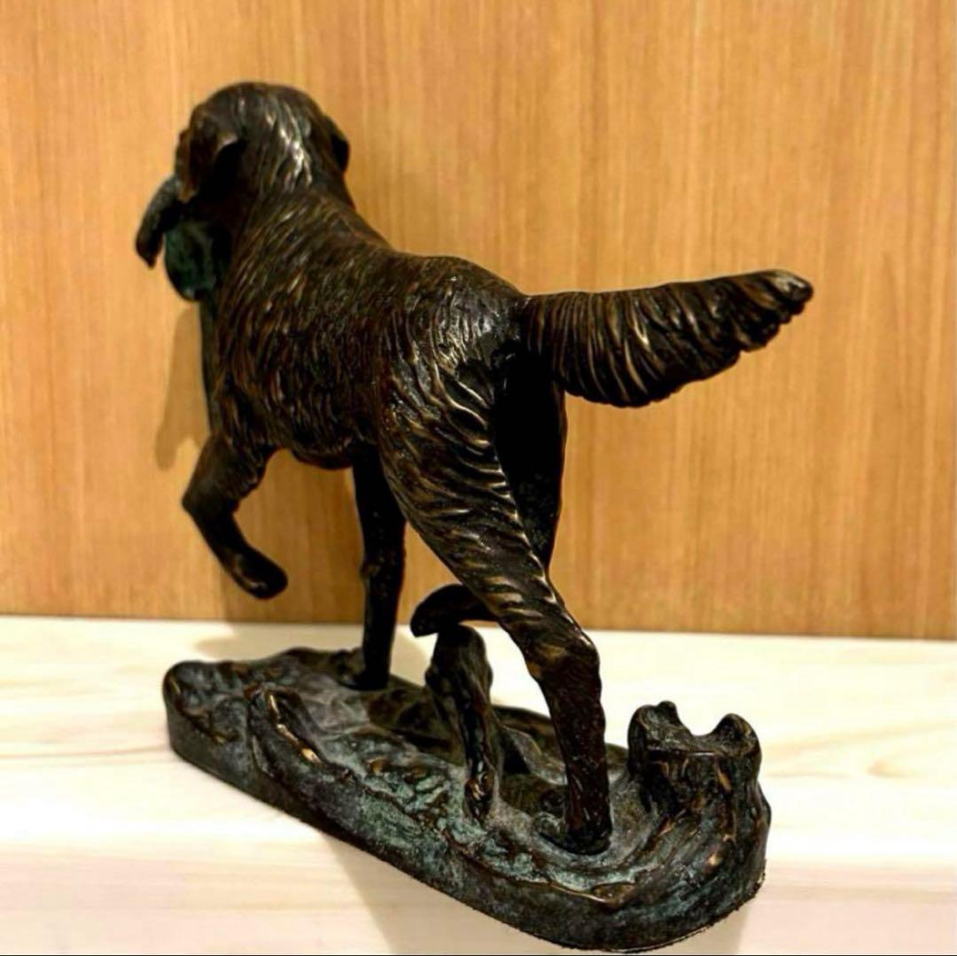 【平安時代蔵出し】ゴールデンリトリバー 犬 置物 骨董品 時代物K24 純金？