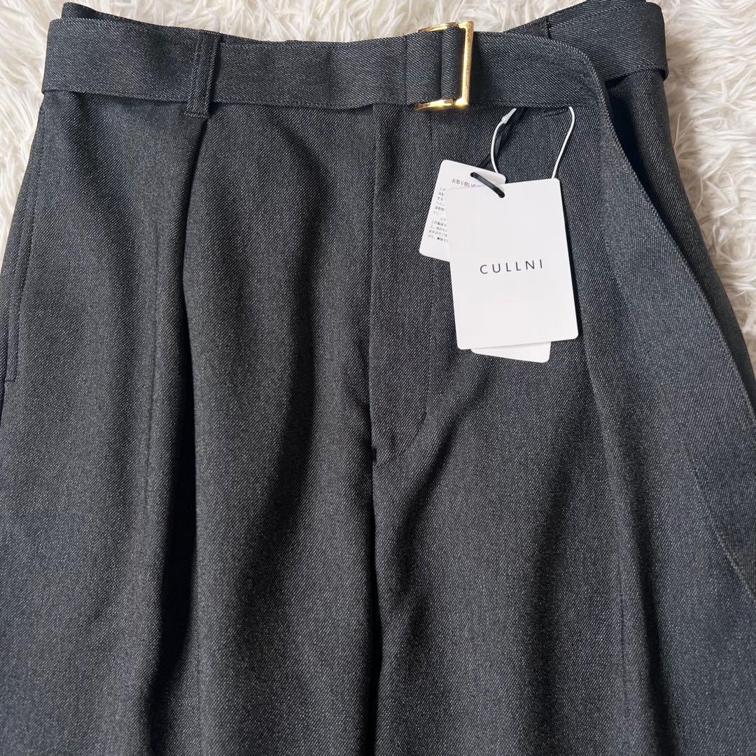 CULLNI クルニ 1 タック セミ ワイド パンツ ロング ベルト 付き