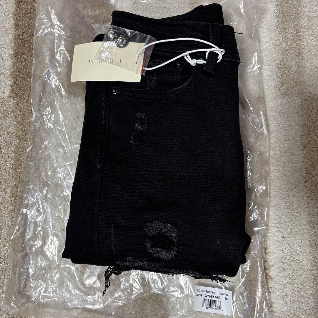 mnml ダメージ加工スキニーデニムパンツ ブラックミニマル