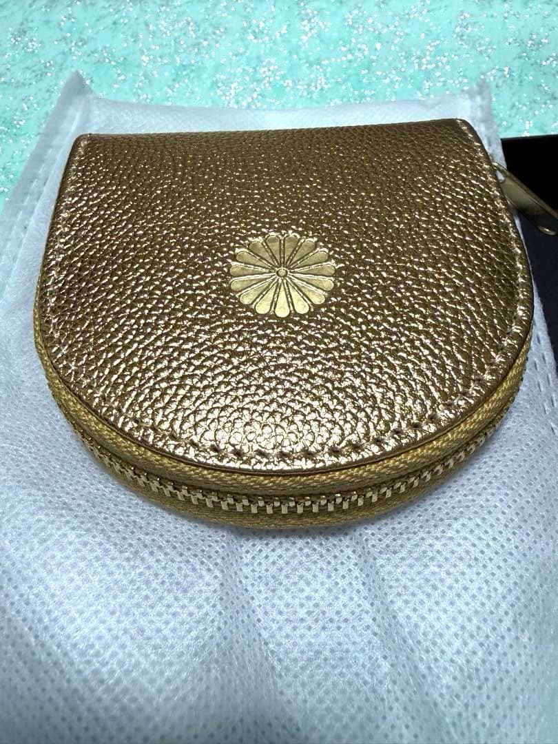 皇居　財布　金色レザー小銭入れ 皇居限定　ゴールド　ケース レア