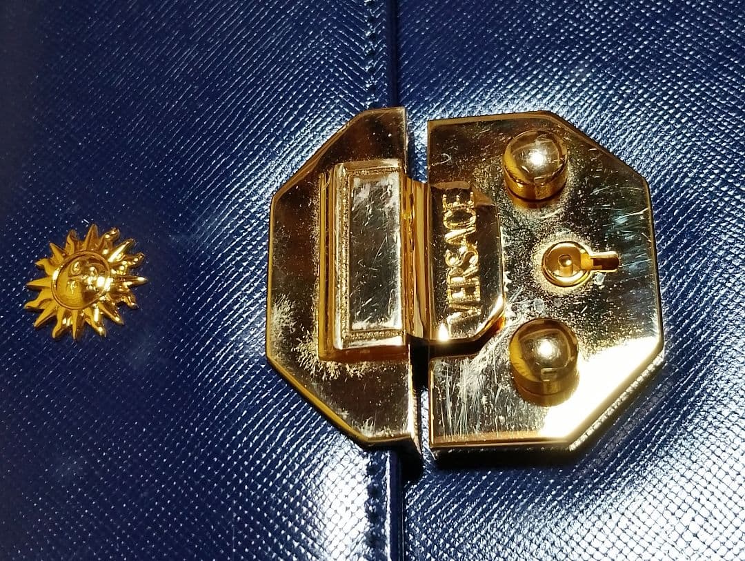 VERSACE ネイビーパーティーバッグ