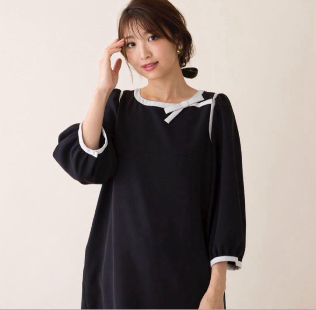 ローズティアラ　ダブルクロスコクーンワンピース　ブラック　42