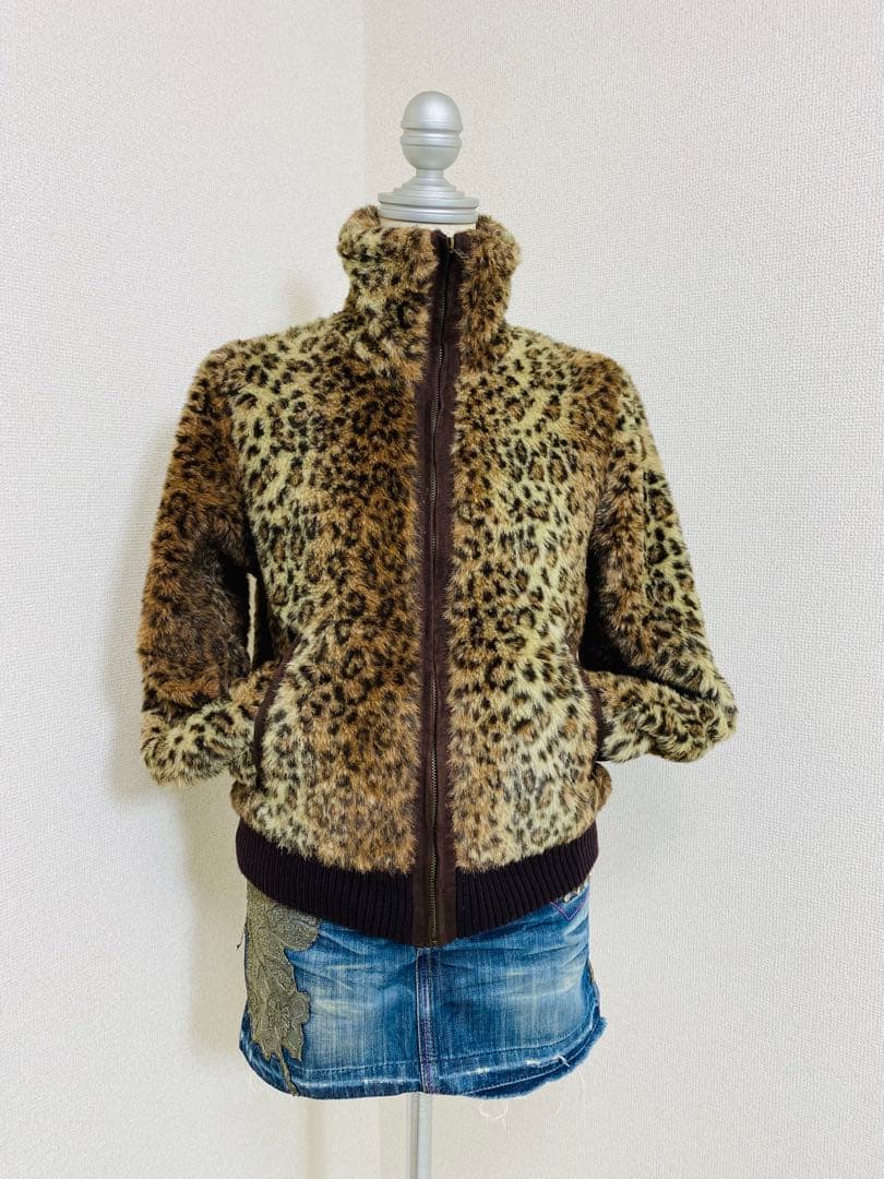 9110. フェアリーグランジ スタンド ヒョウ柄 ブルゾン 平成ギャル Y2K