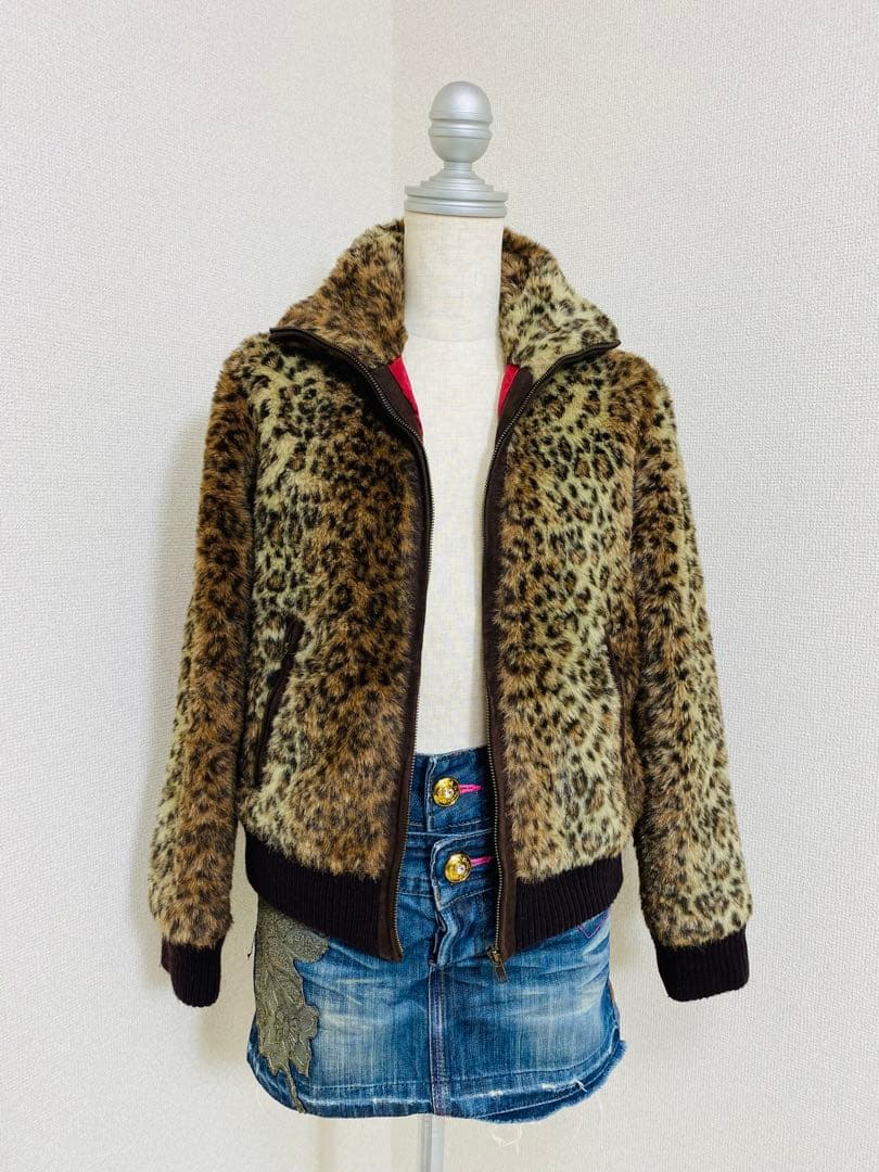 9110. フェアリーグランジ スタンド ヒョウ柄 ブルゾン 平成ギャル Y2K
