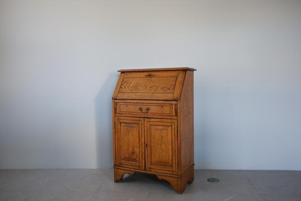 英国アンティーク木製ライティングビューロー/勉強机デスク/テーブル(89-71)