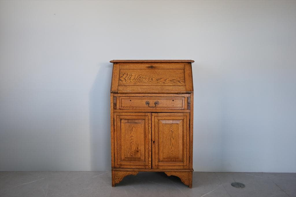 英国アンティーク木製ライティングビューロー/勉強机デスク/テーブル(89-71)