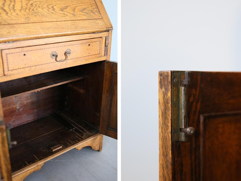 英国アンティーク木製ライティングビューロー/勉強机デスク/テーブル(89-71)