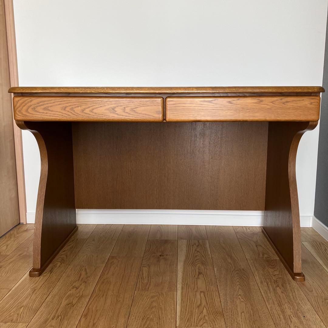 ①浜本工藝　木製学習机 引き出し2個 2点セットの机のみ