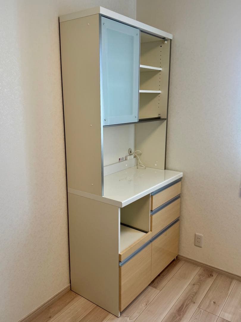 Pamouna(パモウナ) 食器棚 幅90上部スライド扉　キッチンカウンター