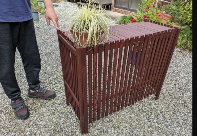 キラムクドリ様用折りたたみ式木製室外機カバー オーダーメイド マホガニー