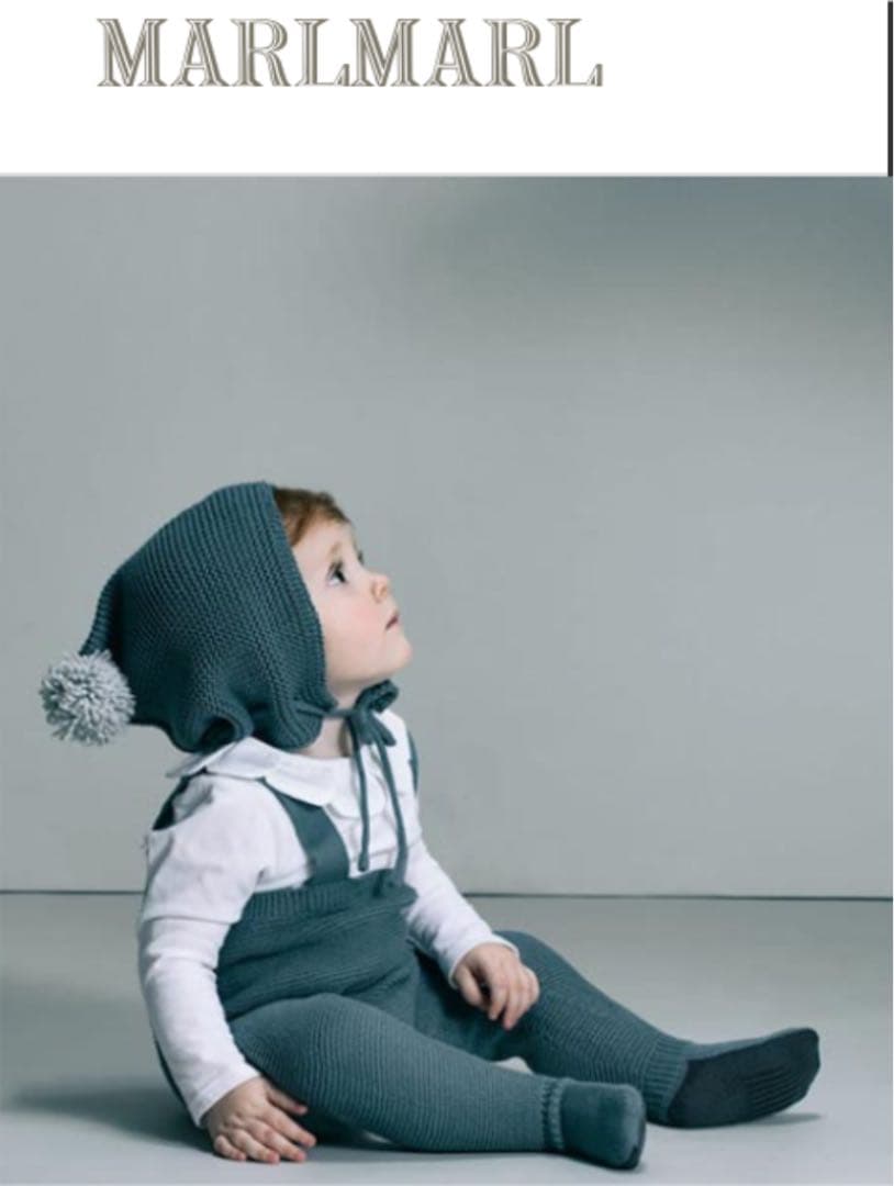 美品MARLMARLロンパース　ニットパンツニット帽子クラウンエプロン5点セット