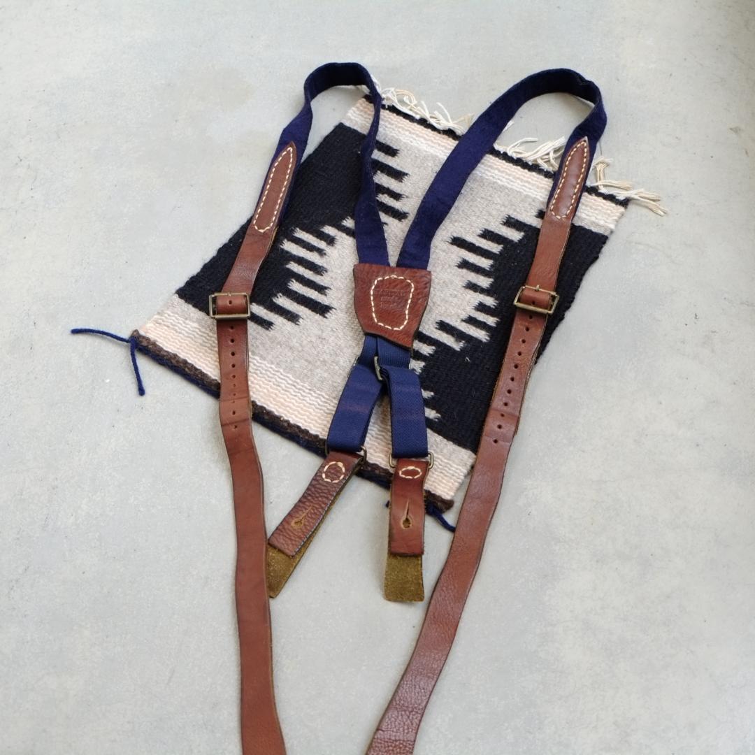 【希少】KAPITAL キャピタル レザー×フェルト サスペンダー ボタン式