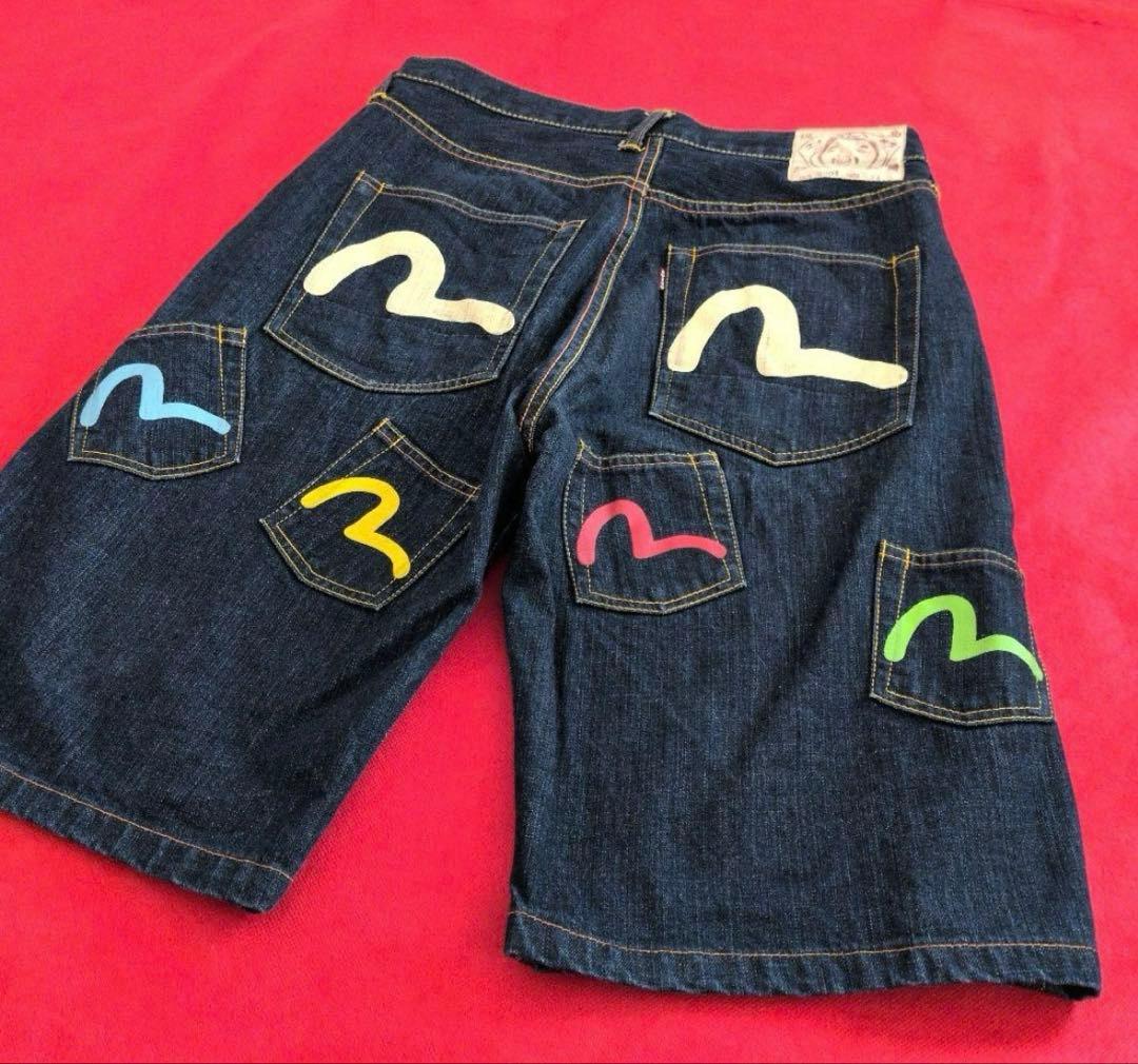 【美品】EVISU メニーポケット✦2001✦ハーフパンツ　34　マルチポケット