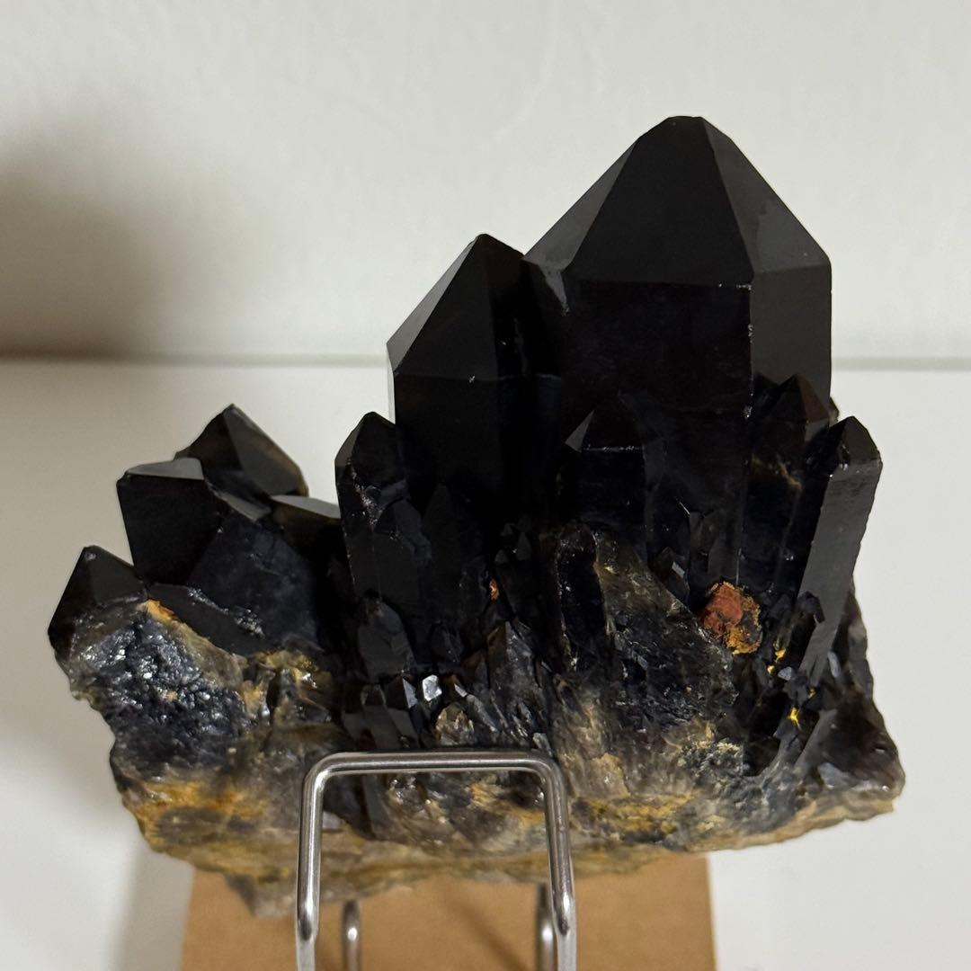 黒水晶 モリオン クラスター 台座付 漆黒 コンゴ産 原石 天然石 魔除け