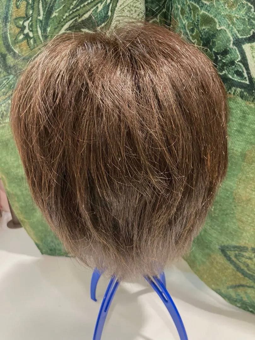 ☆マリブウィッグ☆耐熱人毛MIX☆ショートフルウィッグ ☆ブラウン 耐熱手植え☆