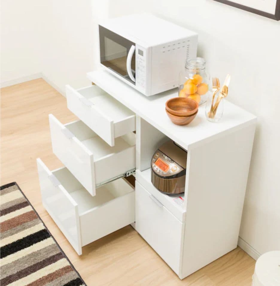 ニトリ キッチンカウンター エトナ 90　ホワイト　たのメル便　送料込