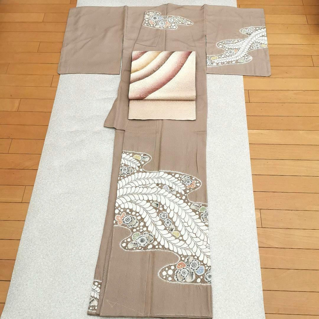 【新品 辻が花】優しいミルクティー色 技巧絞り 訪問着 付け下げ