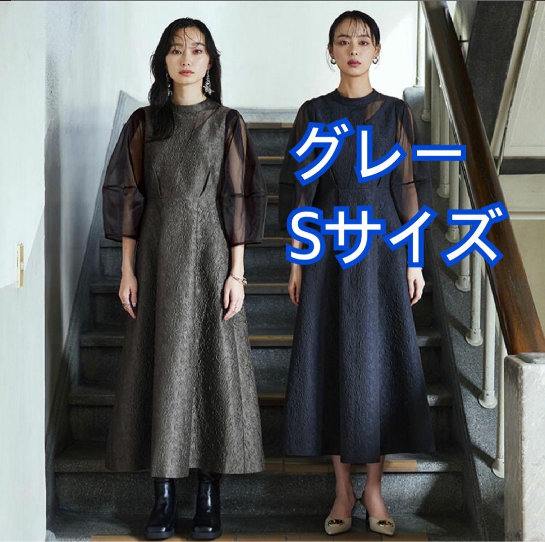 ルイルエブッティック　シアーランタンスリーブふくれジャカードドレス