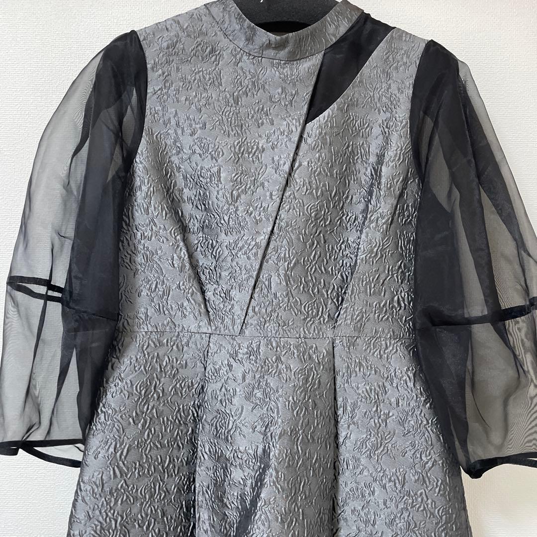 ルイルエブッティック　シアーランタンスリーブふくれジャカードドレス