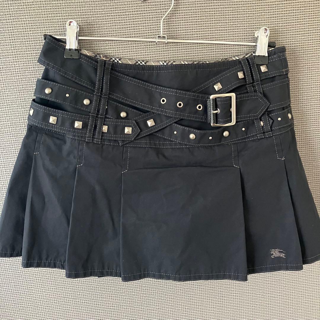 希少 美品 バーバリー スタッズ プリーツ 牛革 キュロットスカート