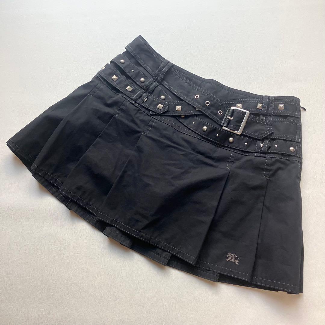 希少 美品 バーバリー スタッズ プリーツ 牛革 キュロットスカート