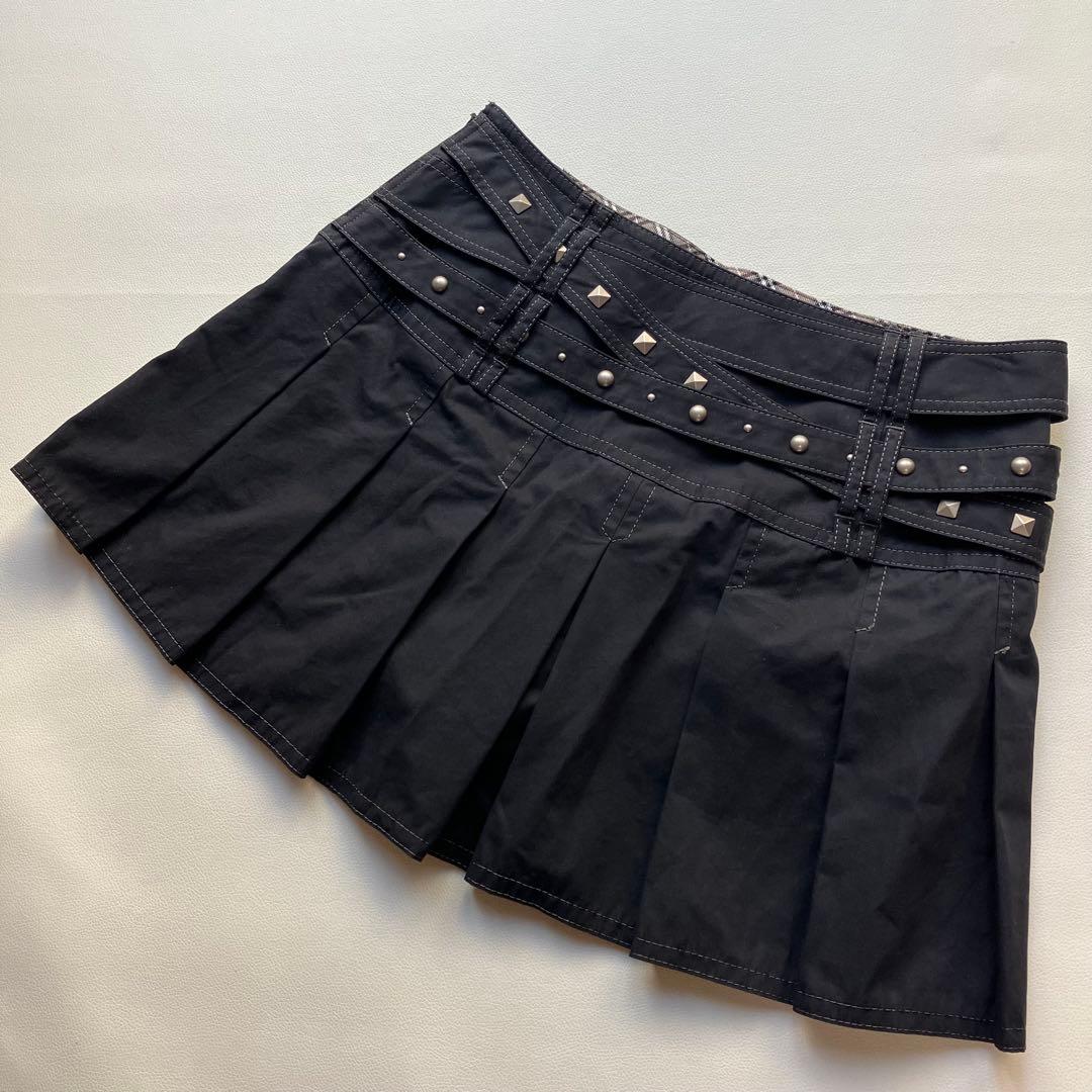 希少 美品 バーバリー スタッズ プリーツ 牛革 キュロットスカート