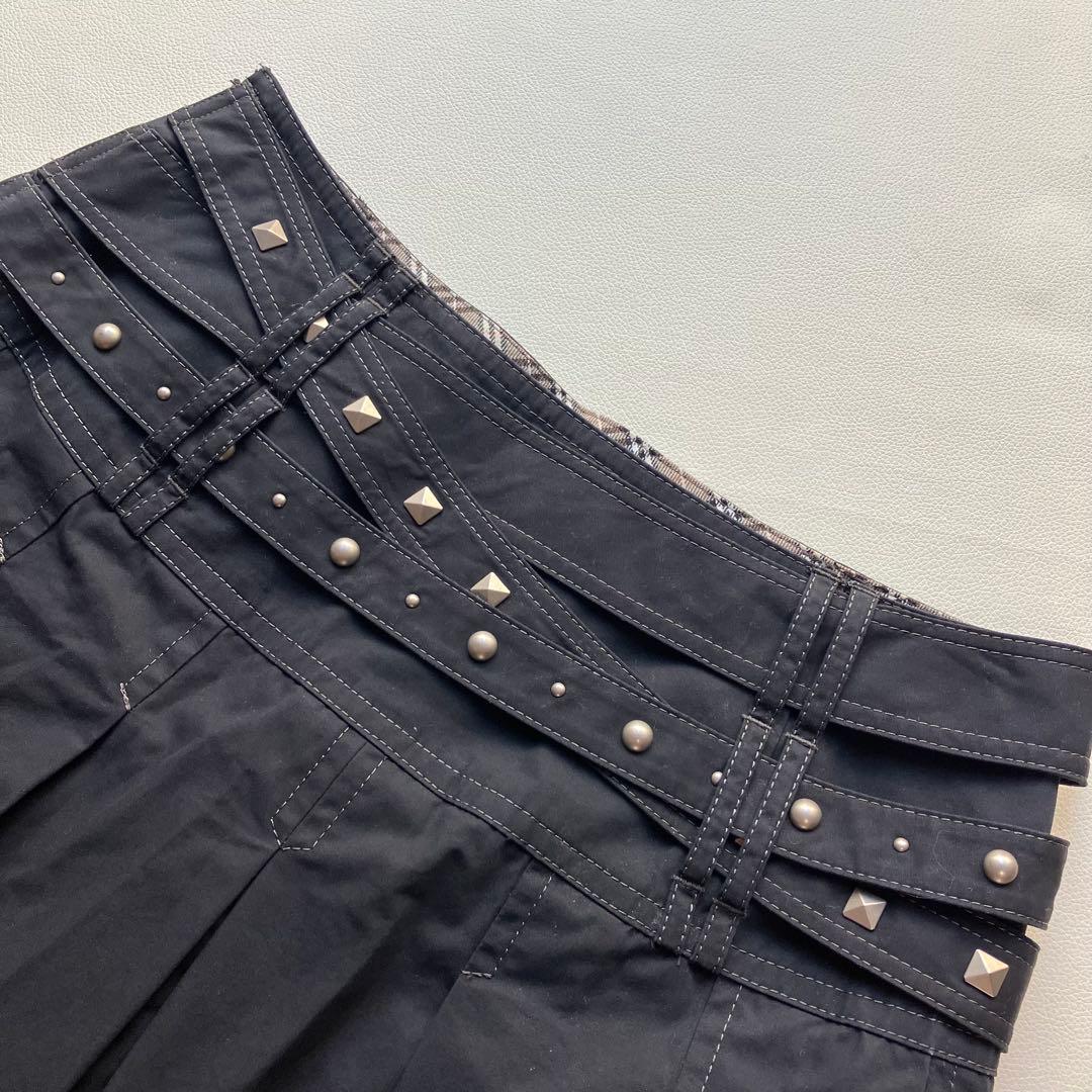 希少 美品 バーバリー スタッズ プリーツ 牛革 キュロットスカート