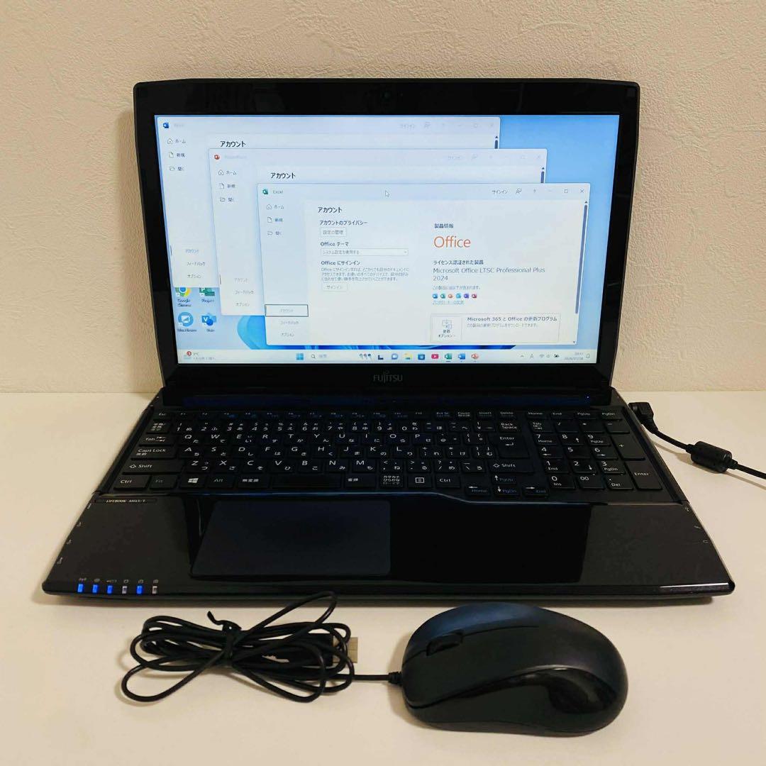 Y88 FujitsuノートパソコンSSDメモリ8G高速Win11オフィス付き