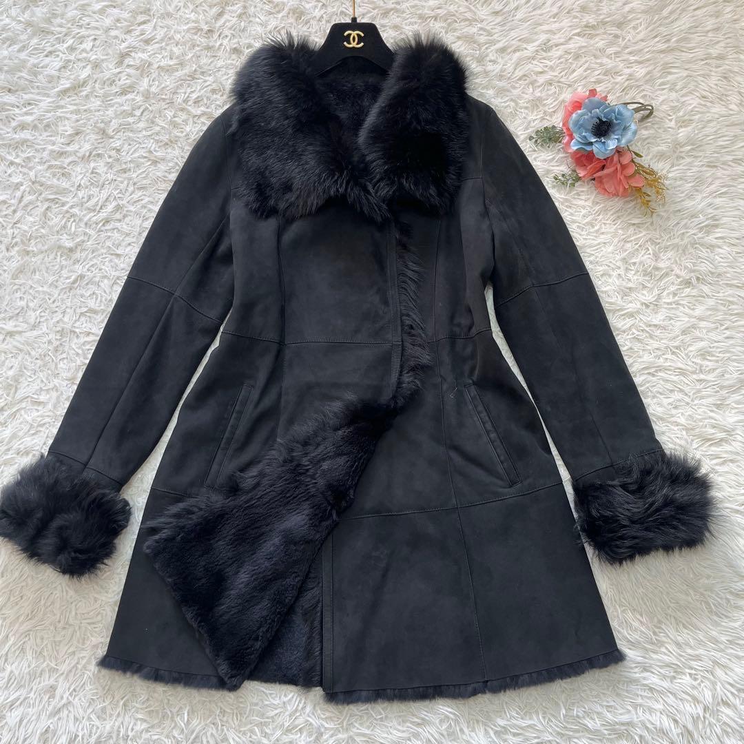 美品✨Yves SALOMON イヴサロモン ムートン ファーコート ブラックM