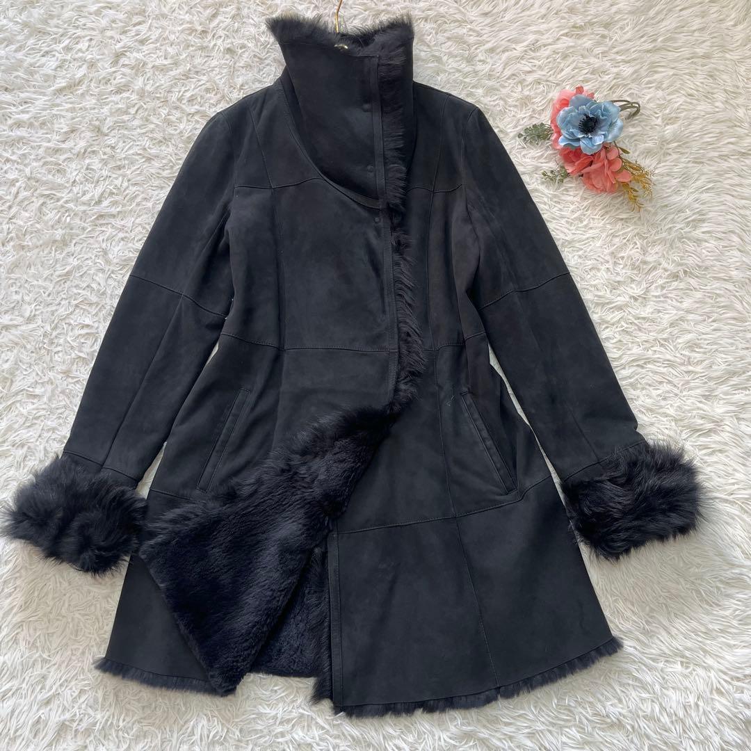 美品✨Yves SALOMON イヴサロモン ムートン ファーコート ブラックM