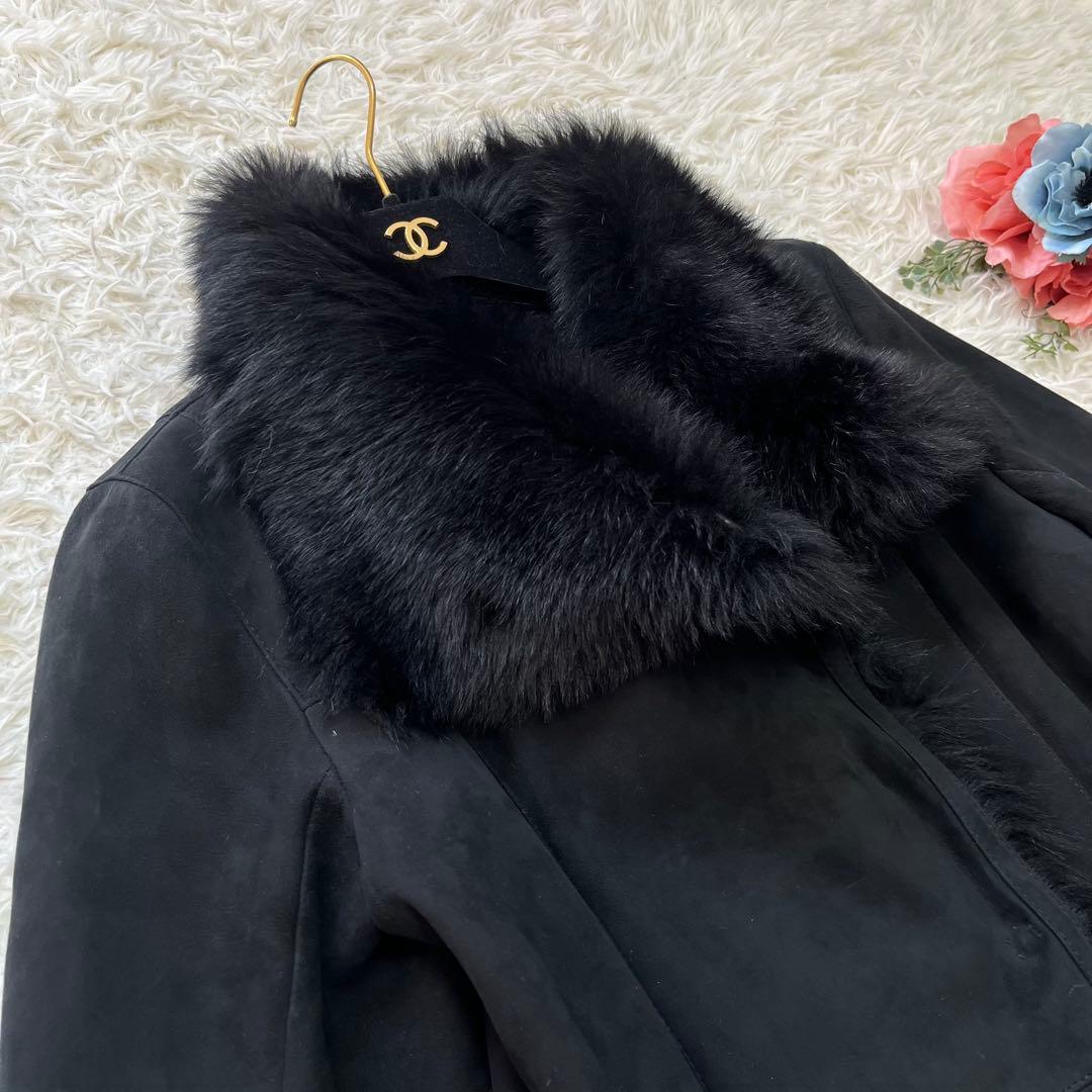 美品✨Yves SALOMON イヴサロモン ムートン ファーコート ブラックM