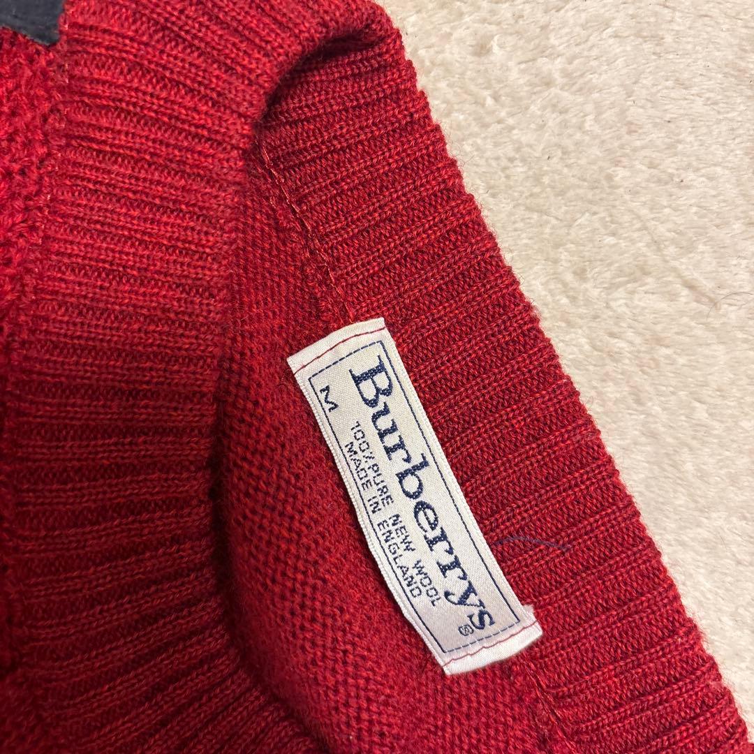美品⭐️90s burberry ハイゲージ エルボーパッチ　ニット　ホース刺繍