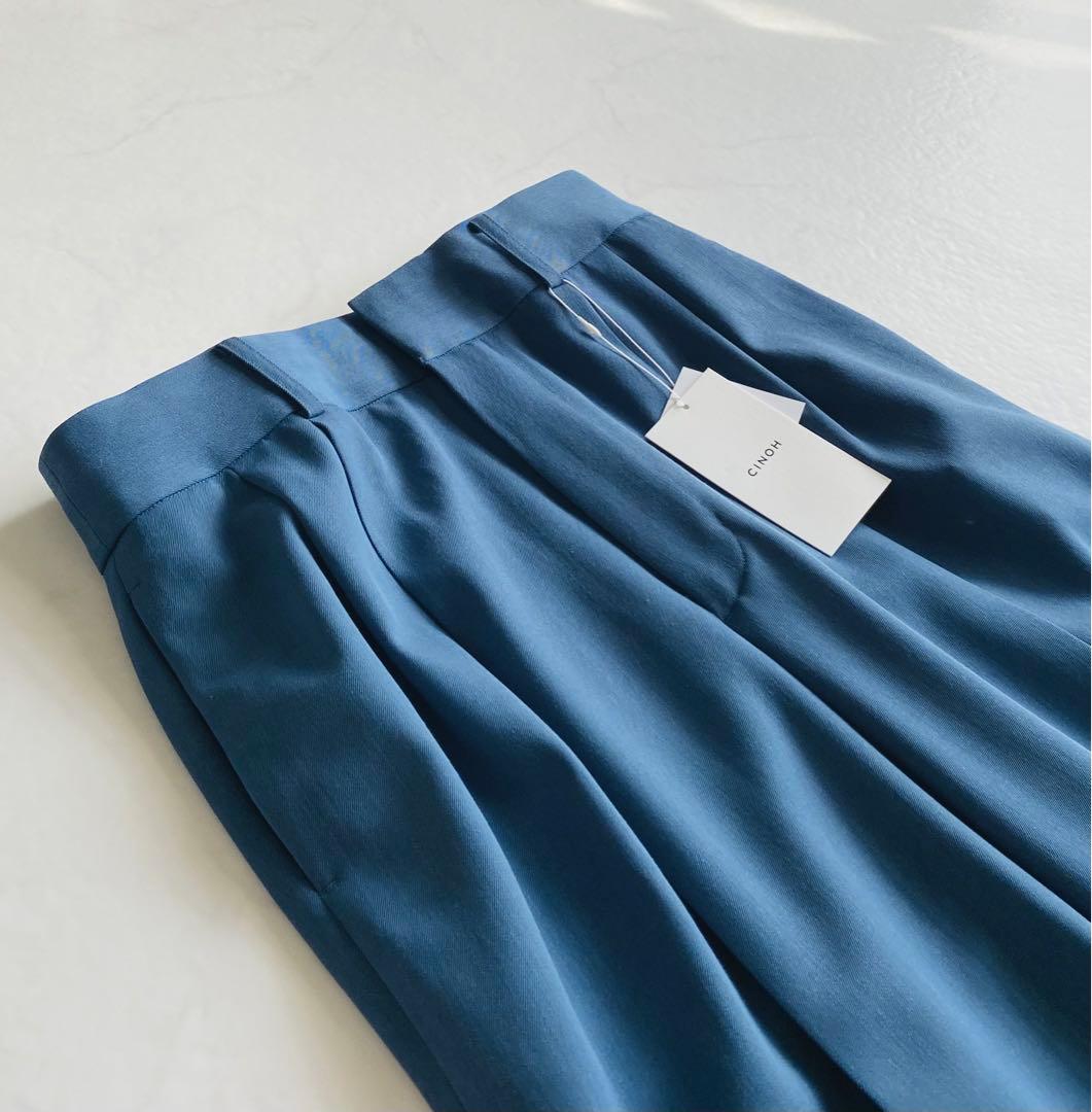 CINOH WOOL TWO TUCK PANTS ブルー 24AW 日本製