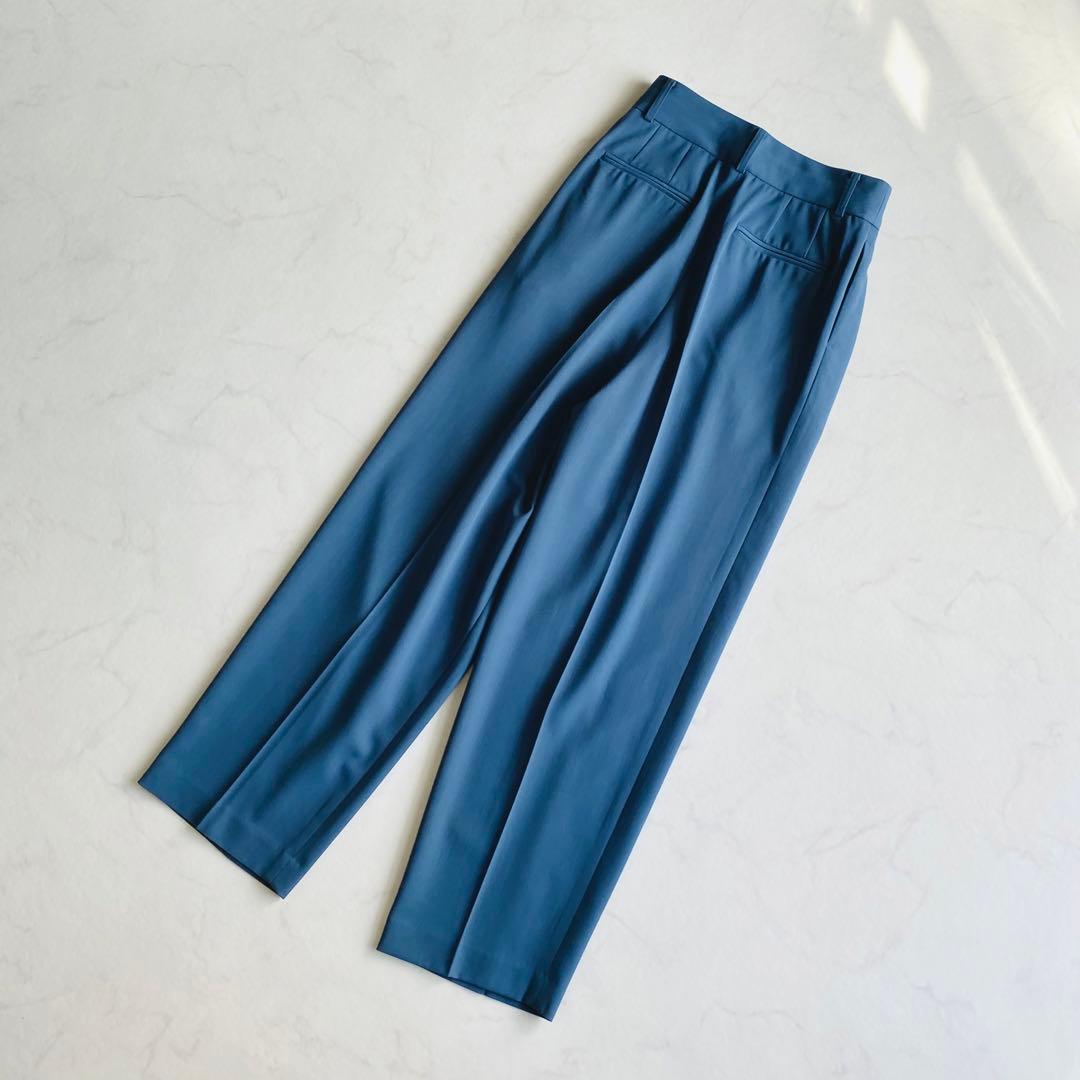 CINOH WOOL TWO TUCK PANTS ブルー 24AW 日本製