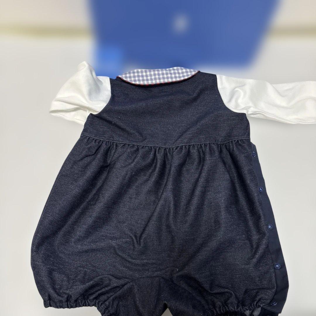 未使用タグ付き　長袖ロンパース 80サイズ デニム調刺繍