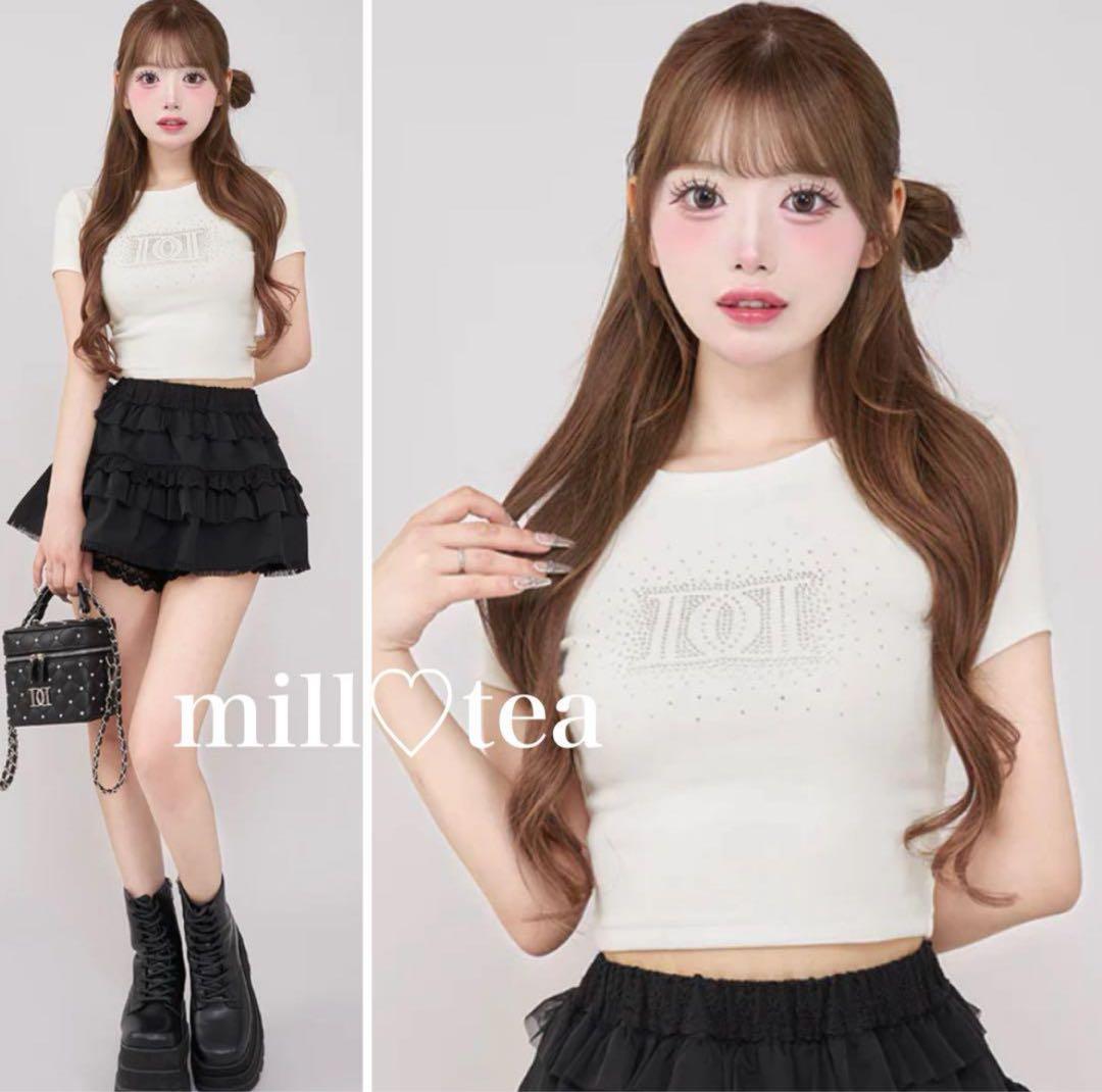 新品タグ付 ホワイト ダーリッチ シャイニーDDロゴコンパクトTシャツ フリー