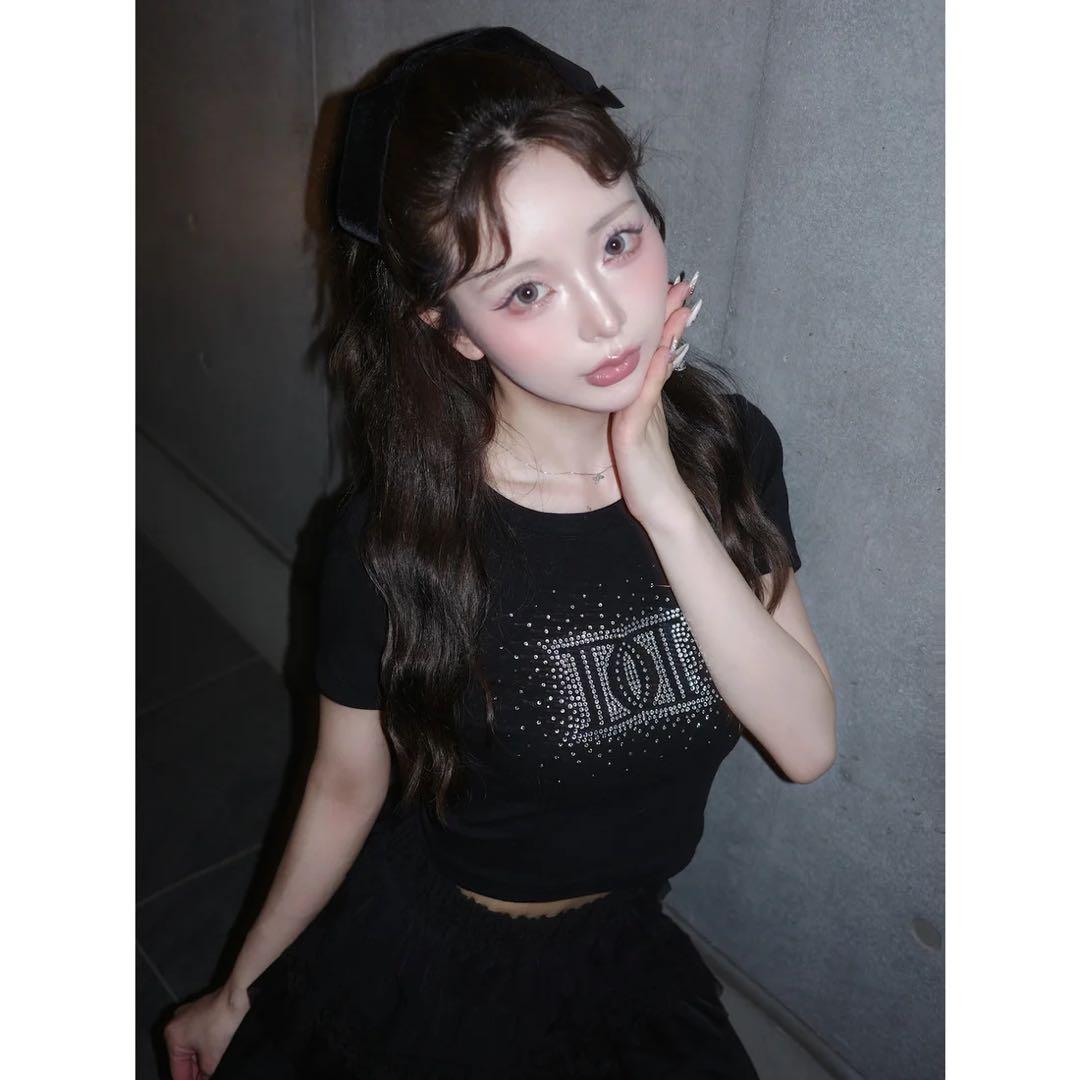 新品タグ付 ホワイト ダーリッチ シャイニーDDロゴコンパクトTシャツ フリー