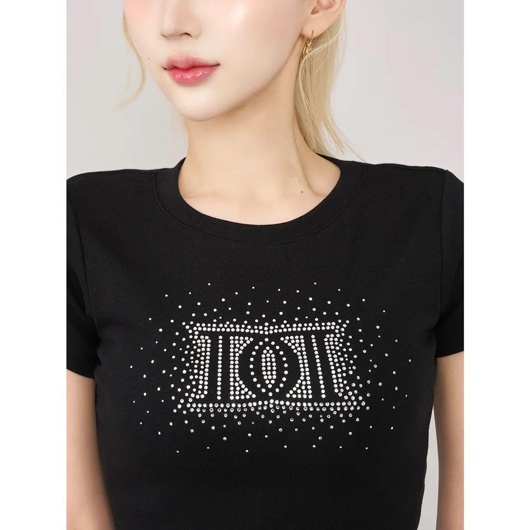 新品タグ付 ホワイト ダーリッチ シャイニーDDロゴコンパクトTシャツ フリー